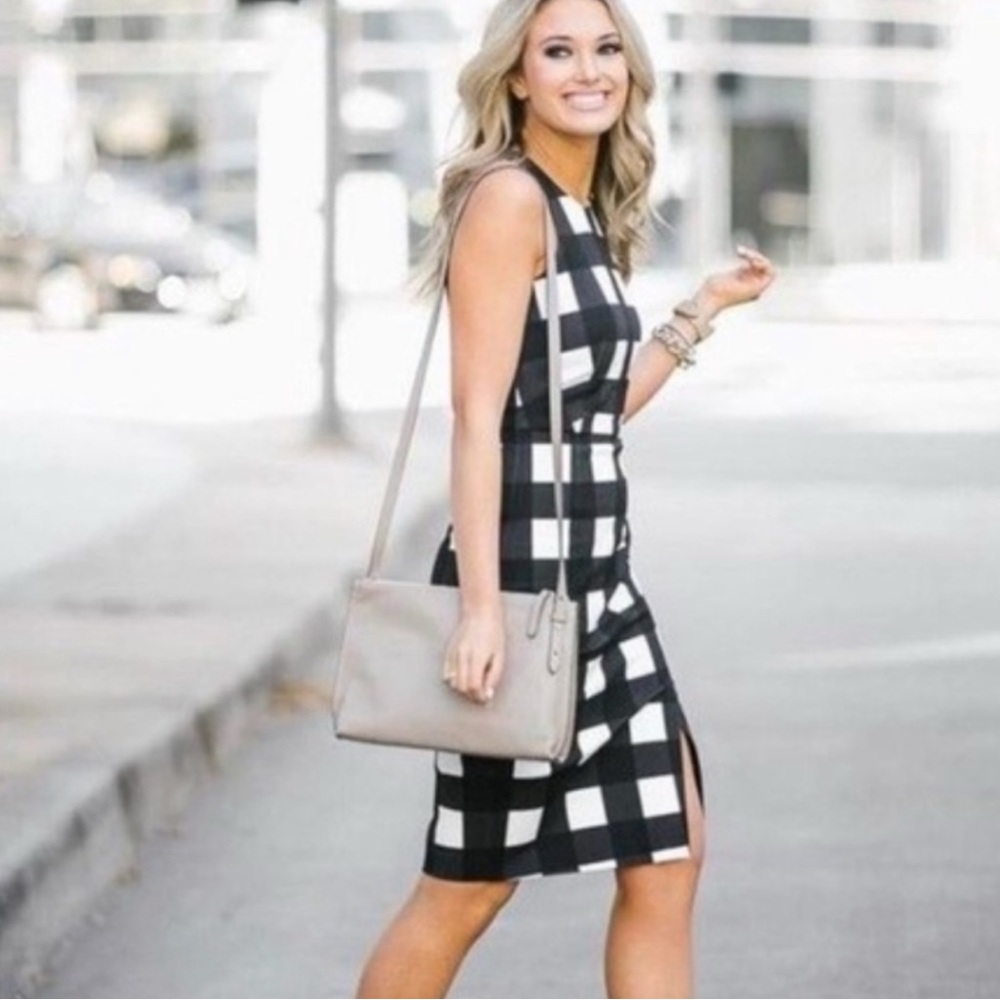 Banana Republic Black and White Halter Sheath Midi Dress - Picture 3 of 15